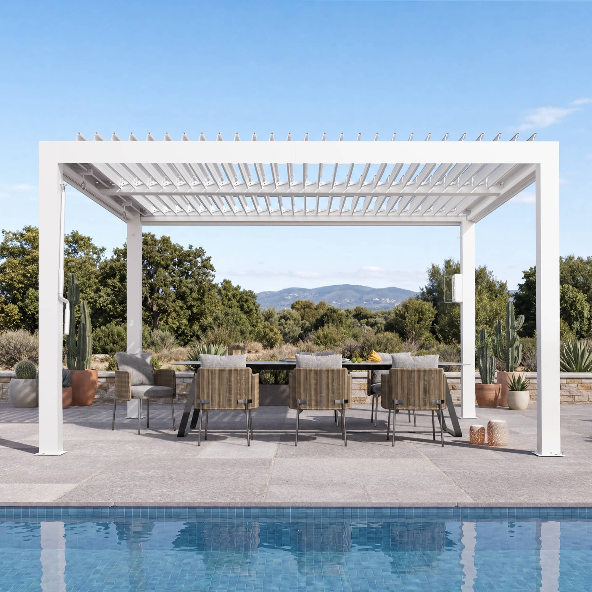 10×12 Aurora Pergola + Steel Screen