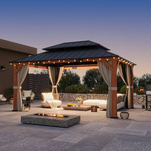 12'x16' Rosewood Cedar Hardtop Gazebo
