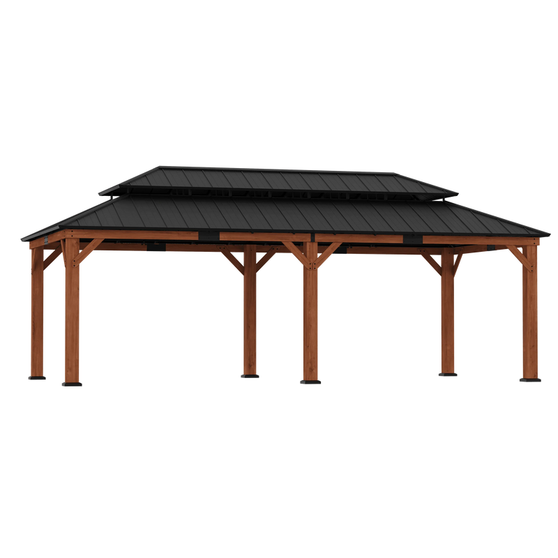 Tonnelle 12'x20' en cèdre et bois de rose à toit rigide