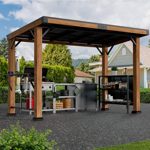 6'x12' Woodberry Cedar Hardtop Gazebo with Dual Bar Counters