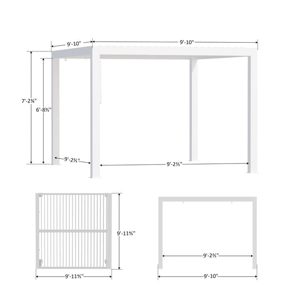 10'x10' Aurora Metal Pergola with Adjustable Louver