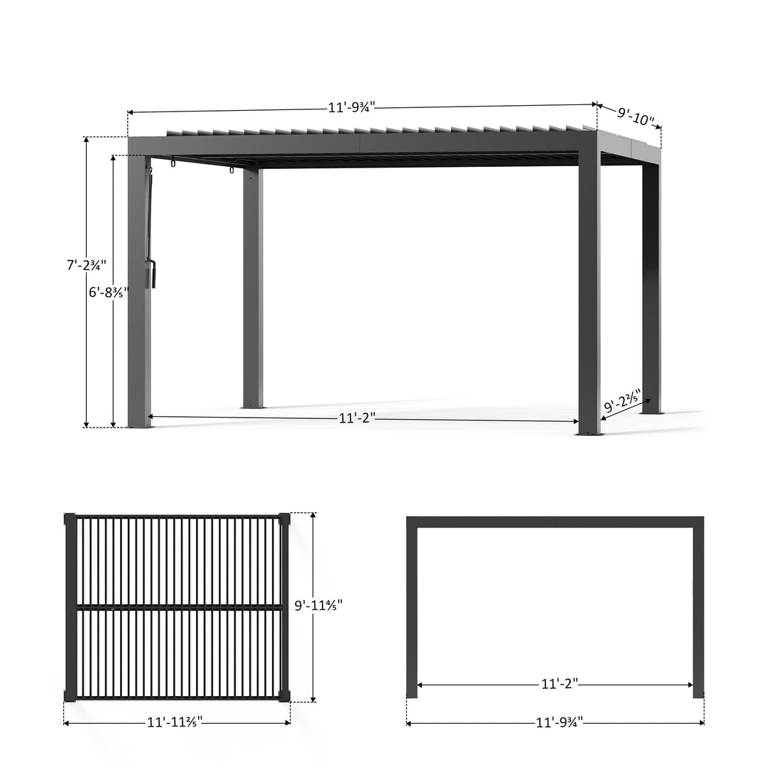 Pergola en métal Aurora 10x12 avec louver ajustable