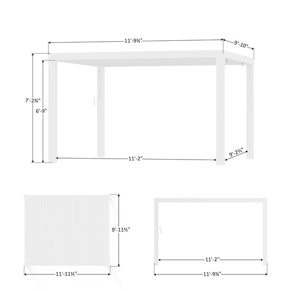 10'x12' Aurora Metal Pergola with Adjustable Louver