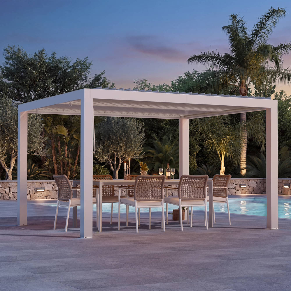 10'x12' Aurora Metal Pergola with Adjustable Louver