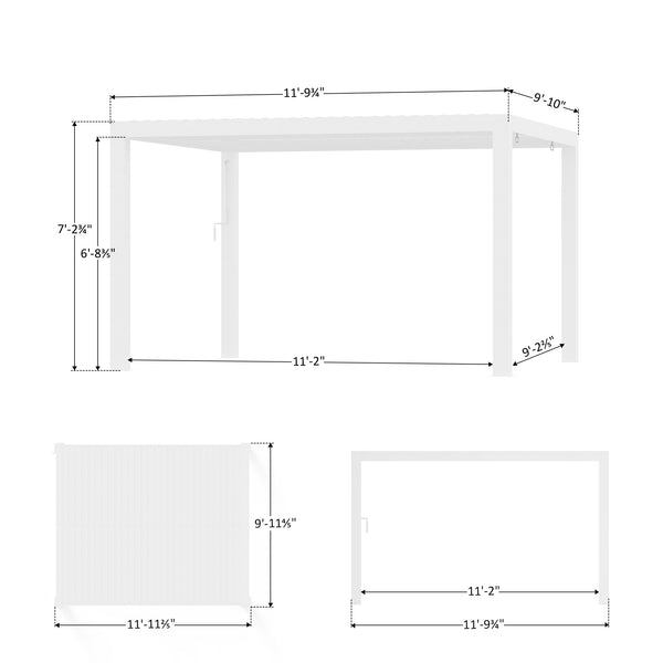 10'x12' Aurora Metal Pergola with Adjustable Louver