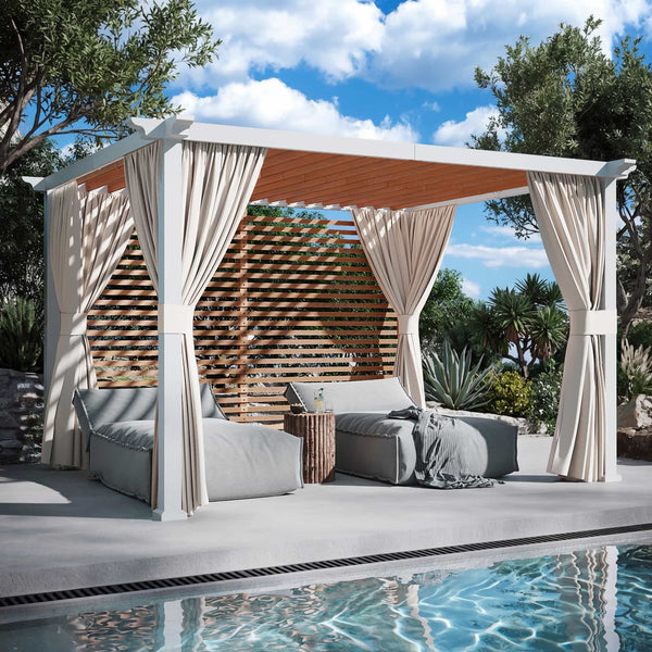 10'x12' Open Sky Metal Pergola with Wood Grain Finish