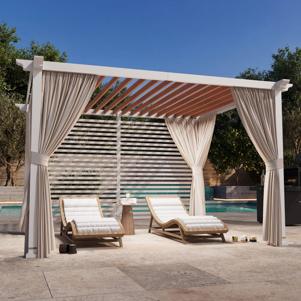 10'x12' Open Sky Metal Pergola with Wood Grain Finish