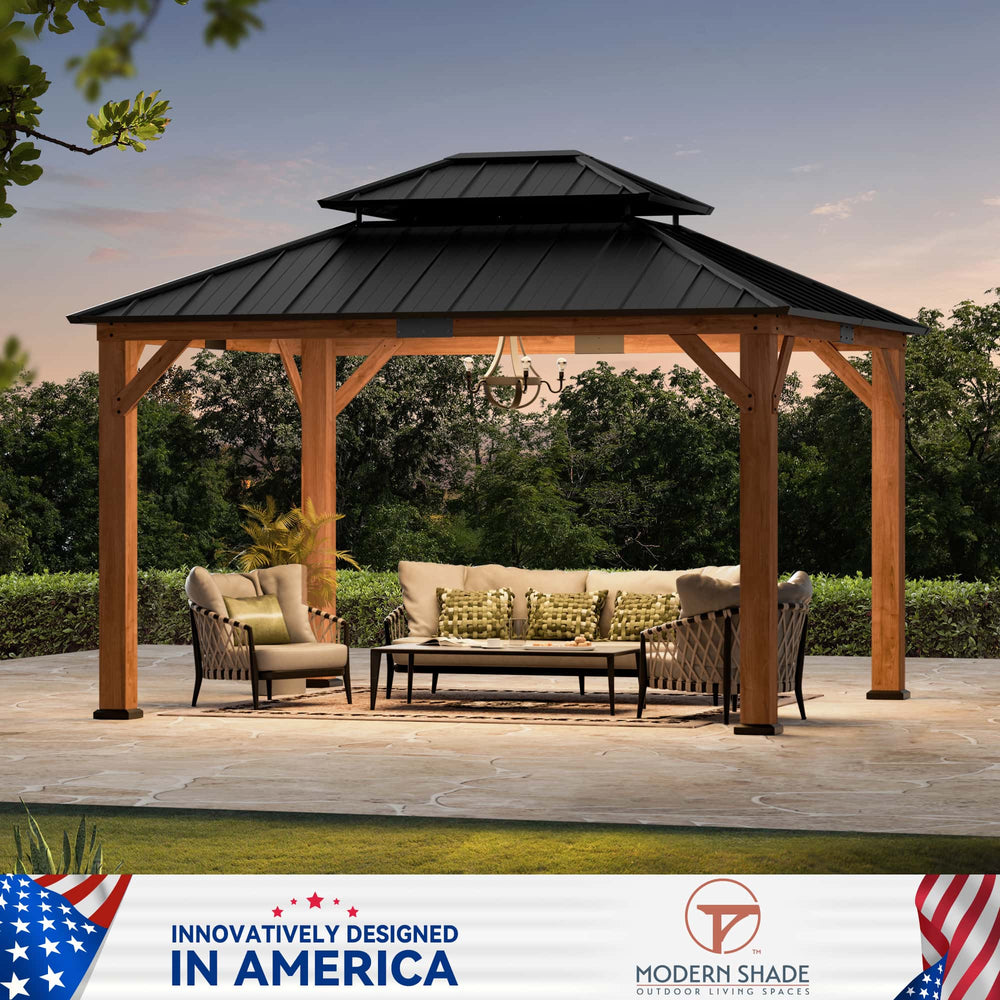 10'x12' Rosewood Cedar Hardtop Gazebo