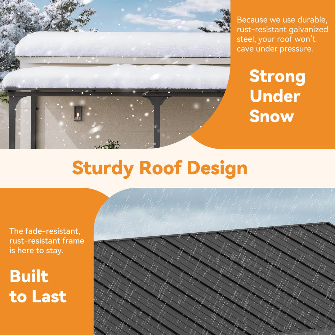 10'x14' StoneCreek Wall-mounted Lean to Hardtop Gazebo with Galvanized Steel Roof