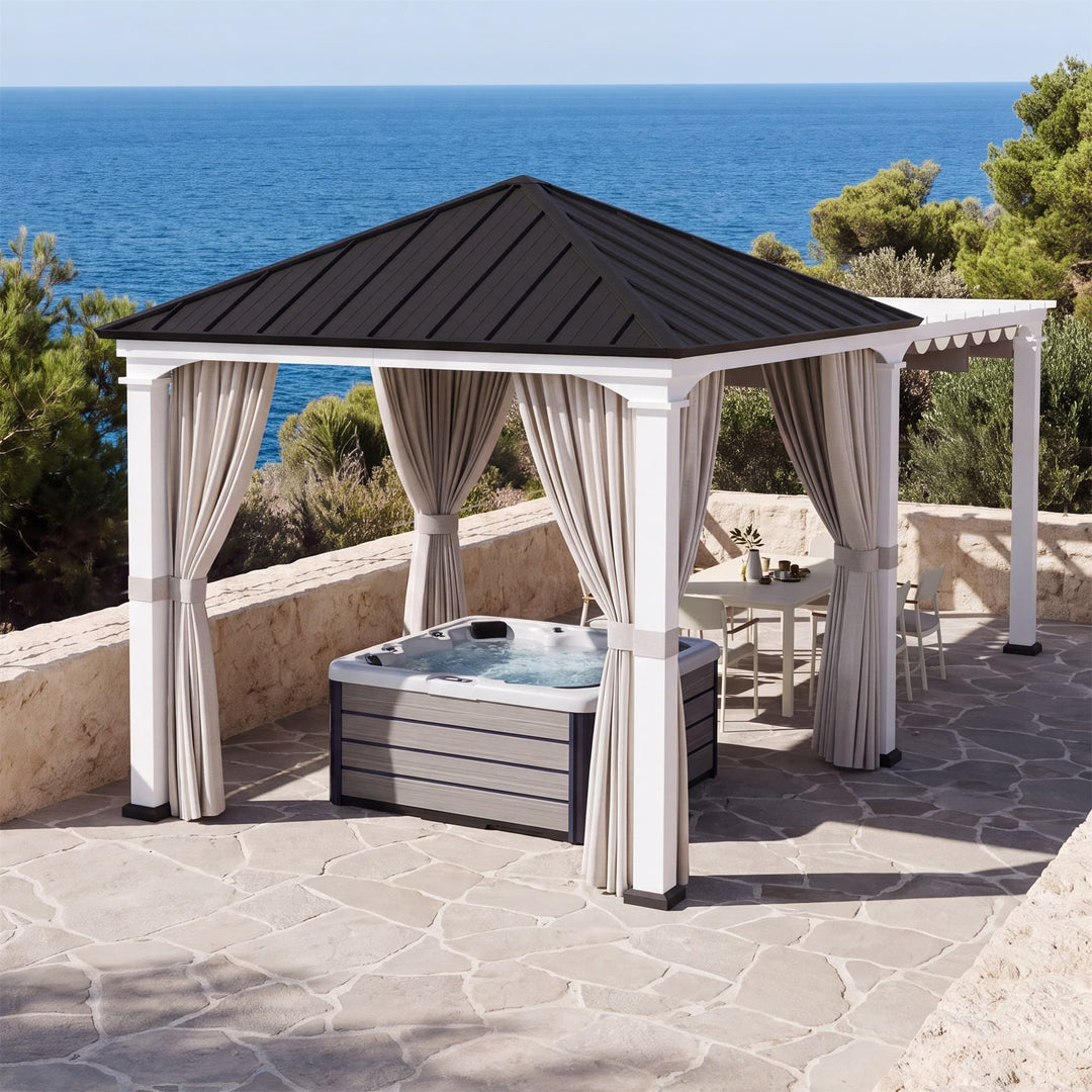 10'x20' Sunrise Coast Metal Hardtop Gazebo with Hybrid Pavilion + Pergola Design