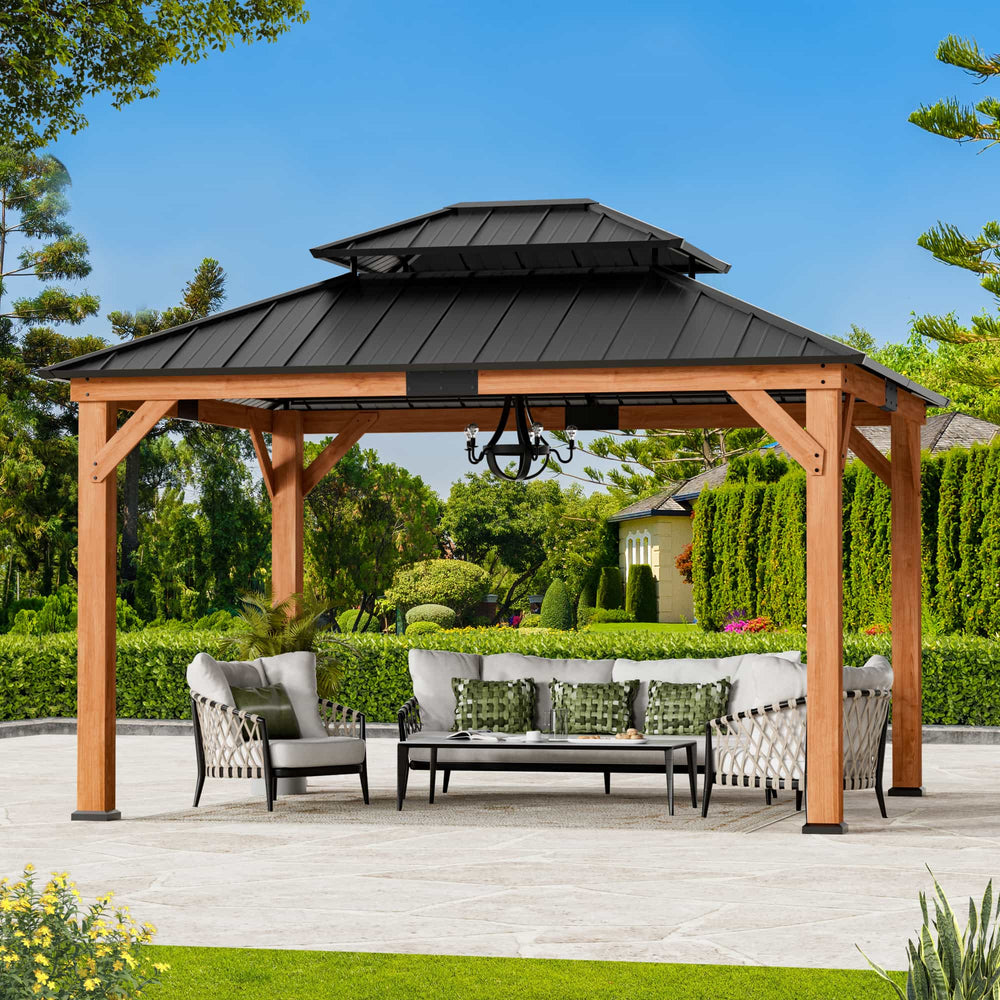 11'x13' Rosewood Cedar Hardtop Gazebo