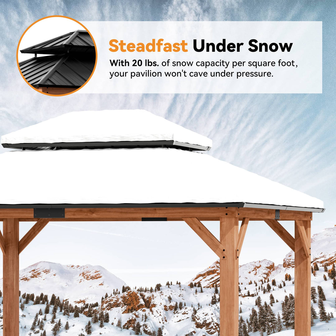 11'x13' Rosewood Cedar Hardtop Gazebo