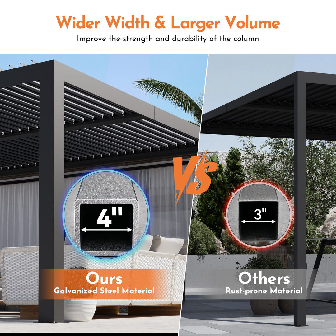 12'x16' Aurora Metal Pergola with Adjustable Louver