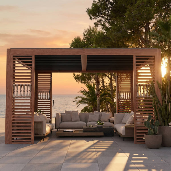 12'x12' Aurora Premium Metal Pergola with Adjustable Louver