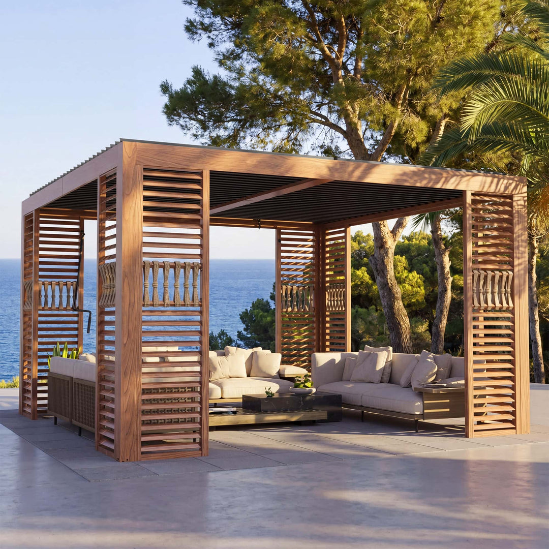 12'x12' Aurora Premium Metal Pergola with Adjustable Louver