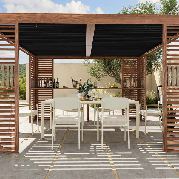 12'x12' Aurora Premium Metal Pergola with Adjustable Louver