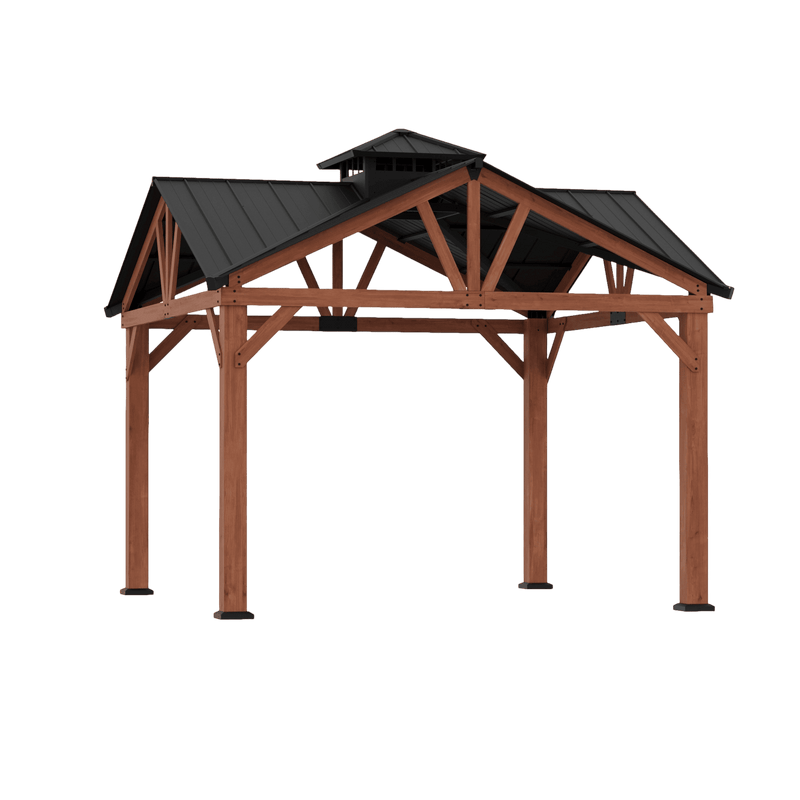 Gazebo Wedgewood en cèdre à toit rigide avec pignon 12'x12'