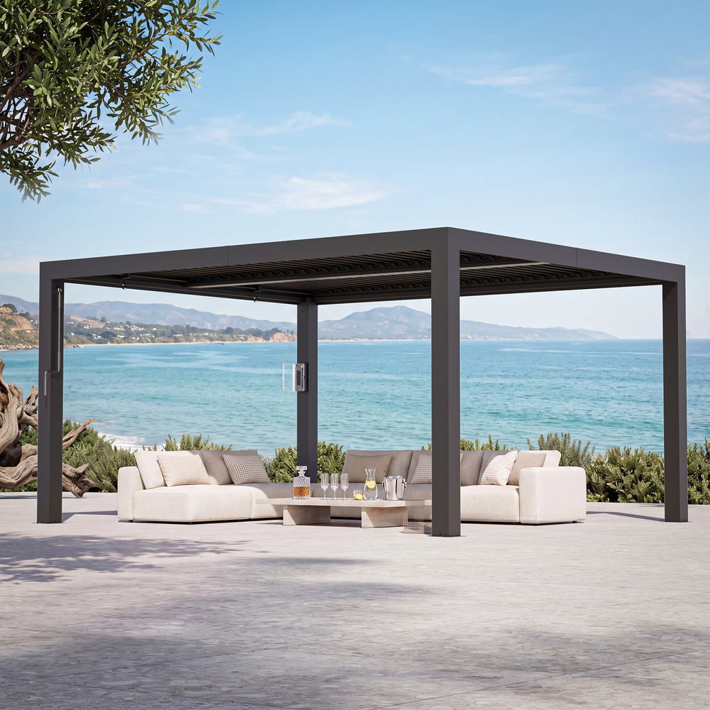 12'x14' Aurora Metal Pergola with Adjustable Louver