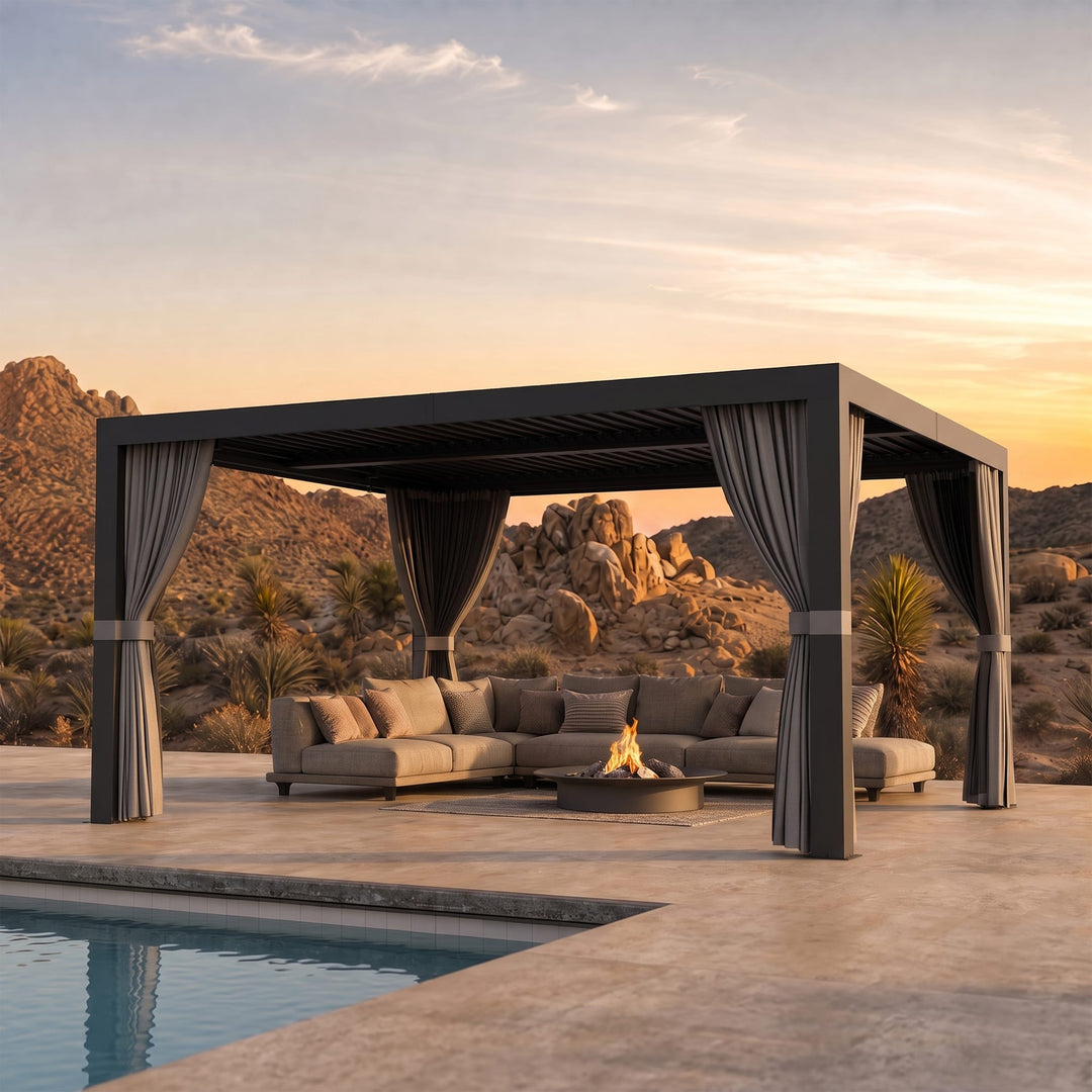 12'x14' Aurora Metal Pergola with Adjustable Louver