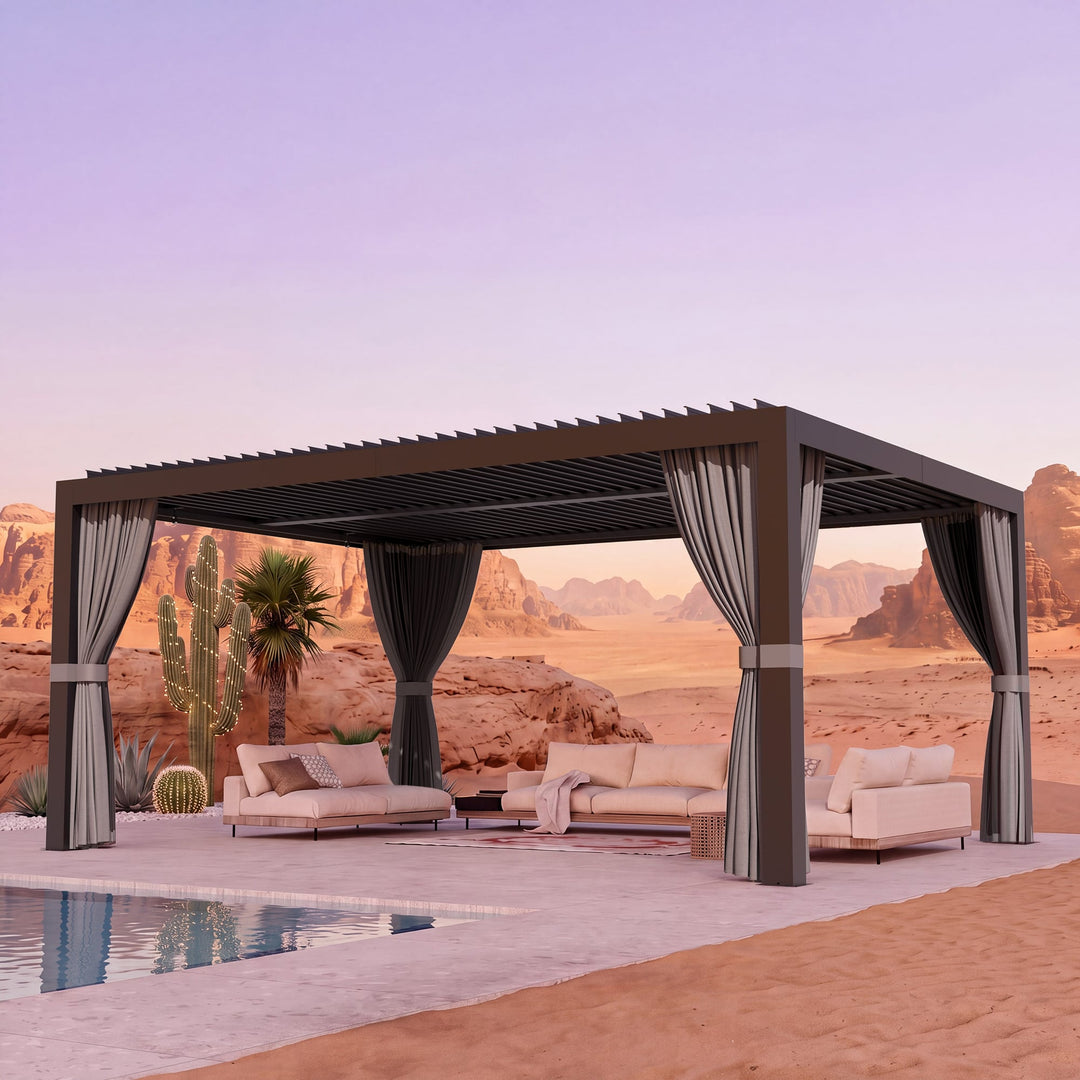 12'x16' Aurora Metal Pergola with Adjustable Louver