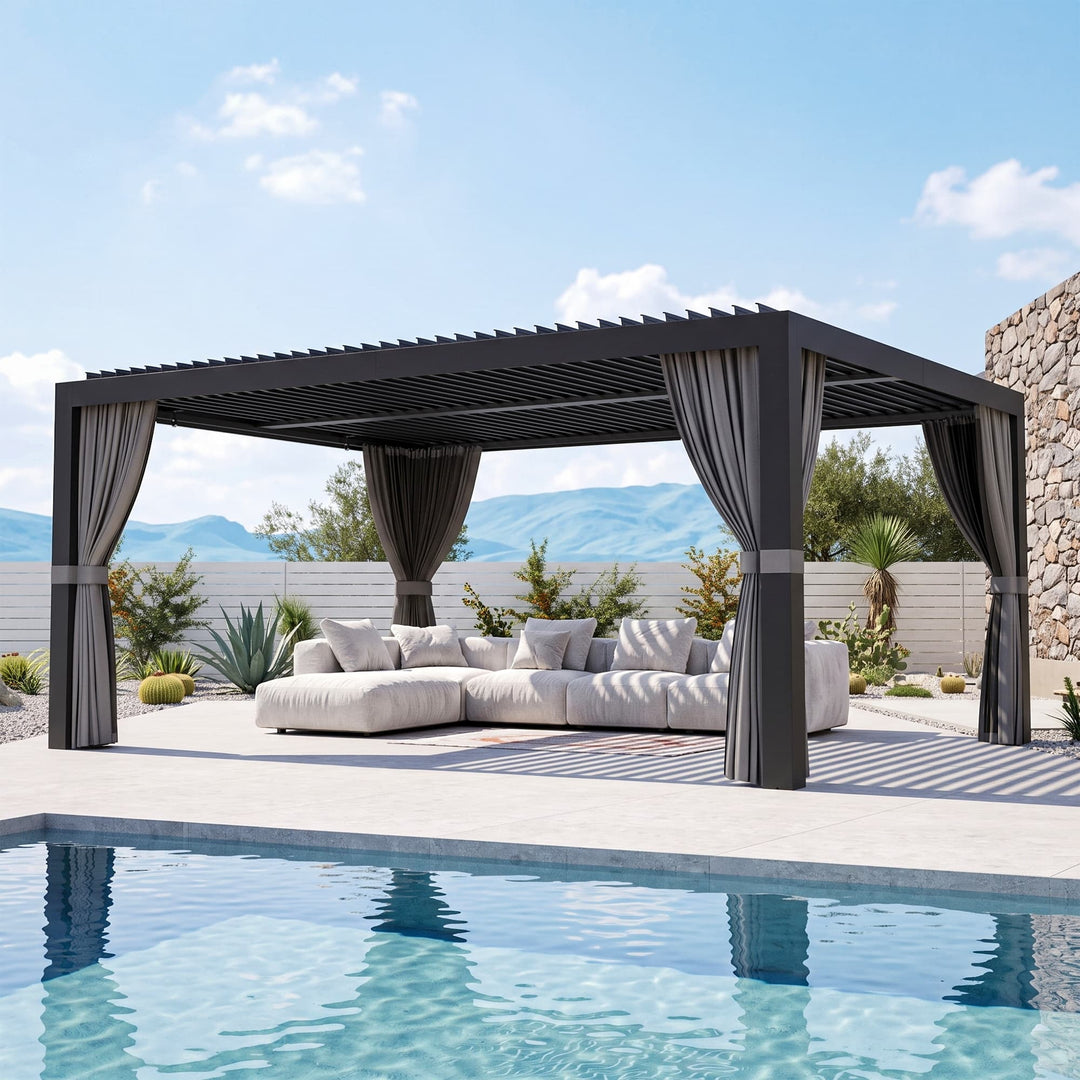 12'x16' Aurora Metal Pergola with Adjustable Louver