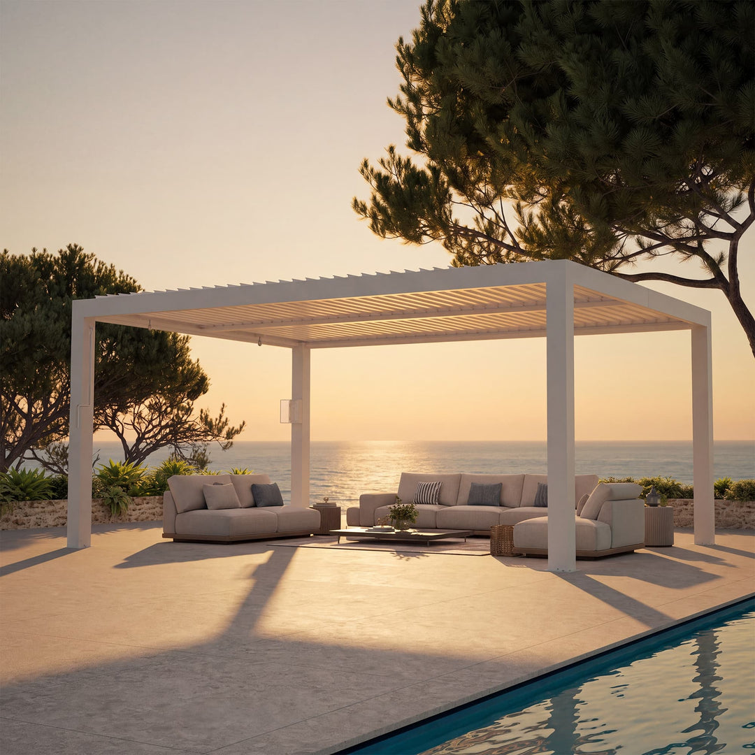 12'x16' Aurora Metal Pergola with Adjustable Louver