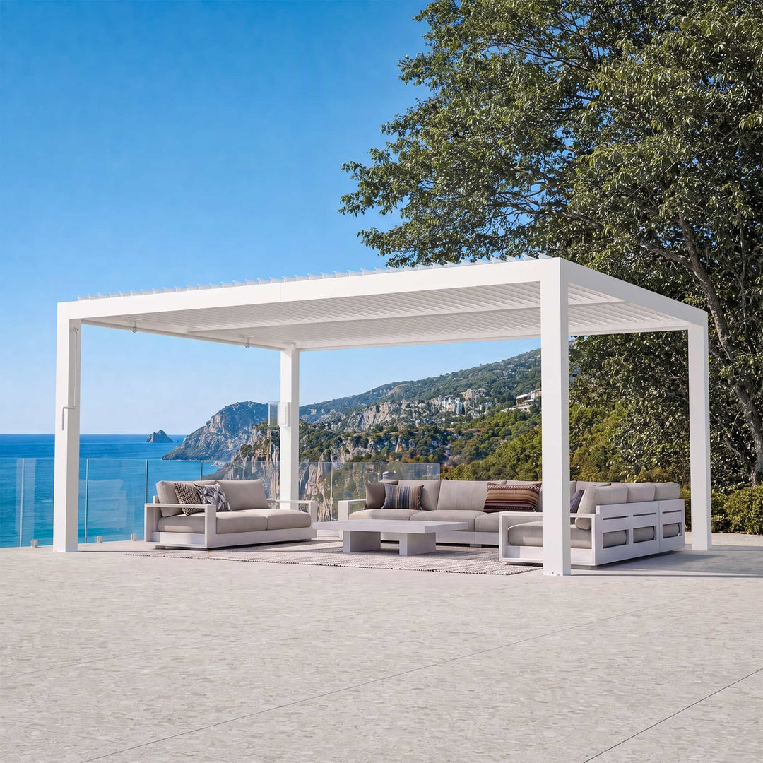 12'x16' Aurora Metal Pergola with Adjustable Louver