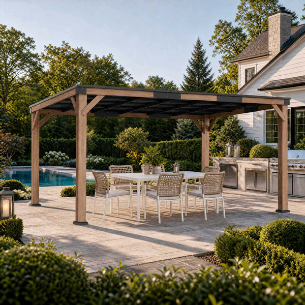12'x16' Supreme Cedar Hardtop Gazebo with Sloped Roof