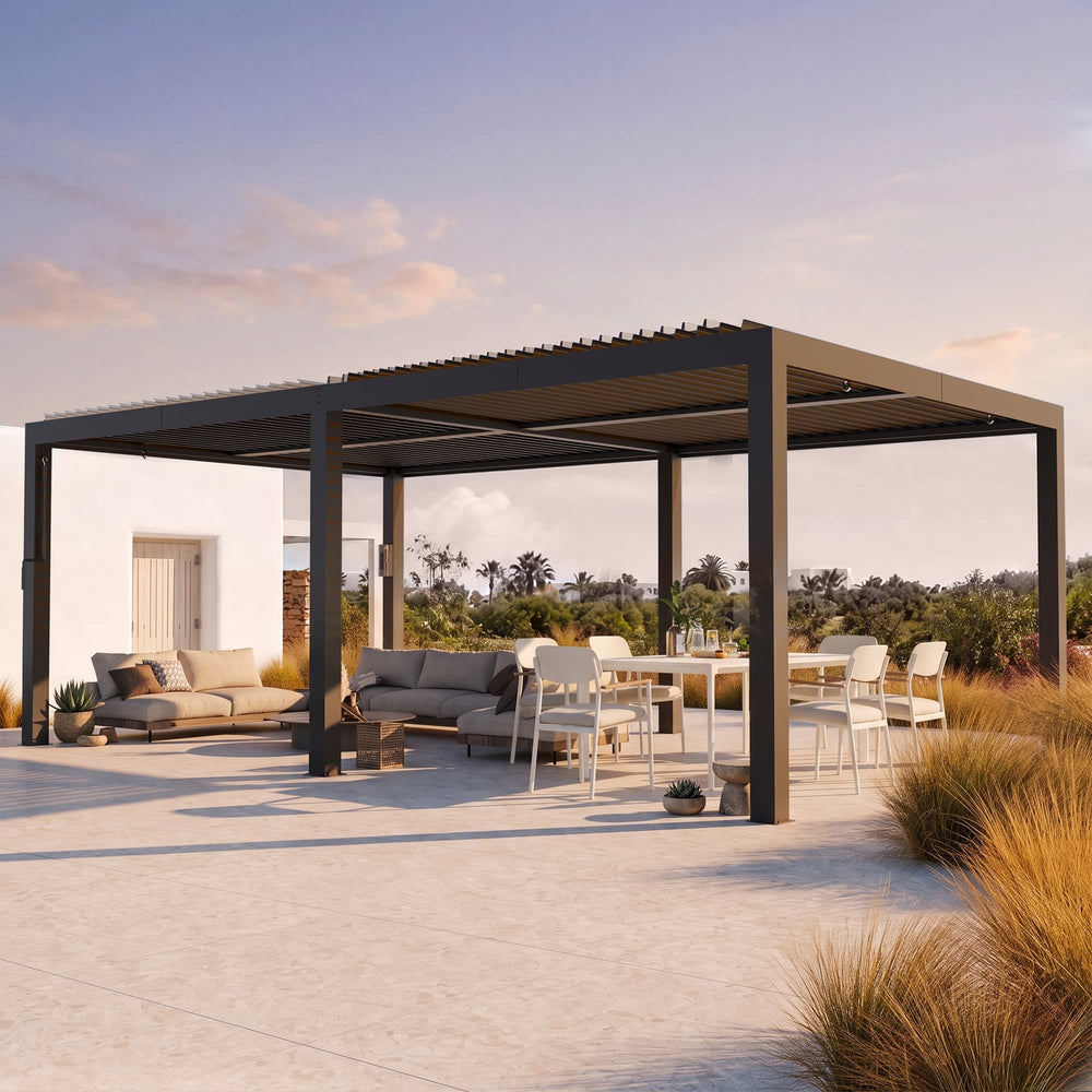 12'x20' Aurora Metal Pergola with Adjustable Louver