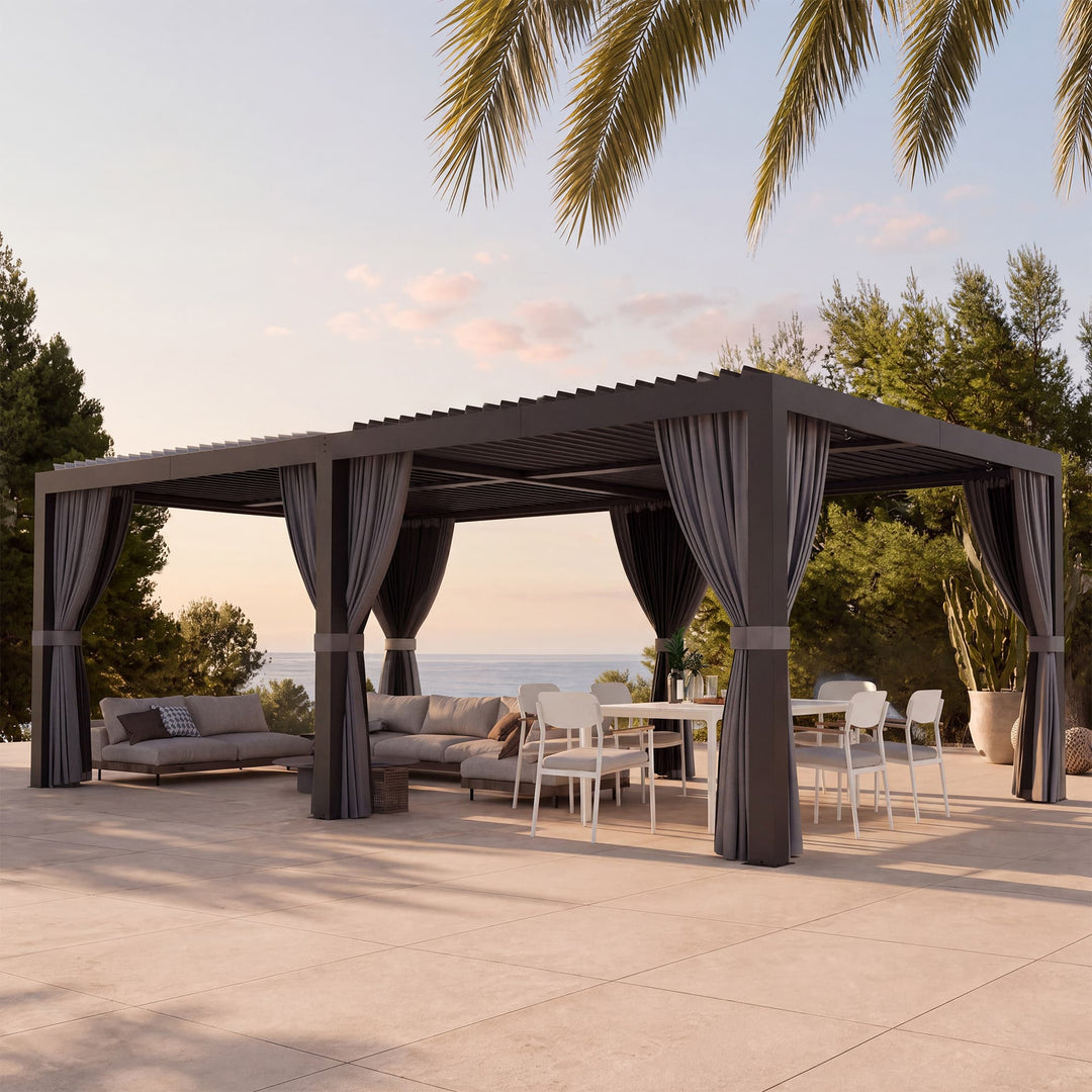 12'x20' Aurora Metal Pergola with Adjustable Louver