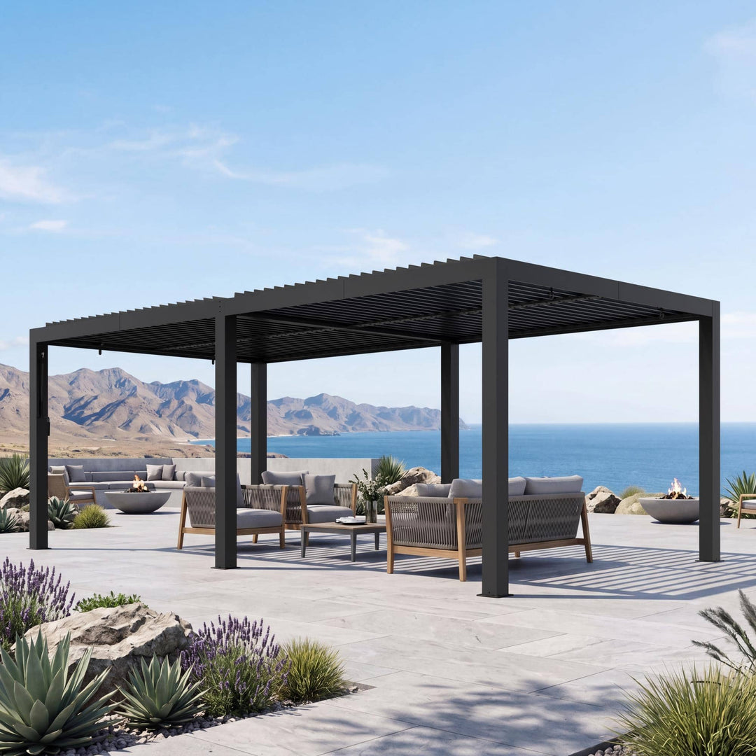 12'x20' Aurora Metal Pergola with Adjustable Louver