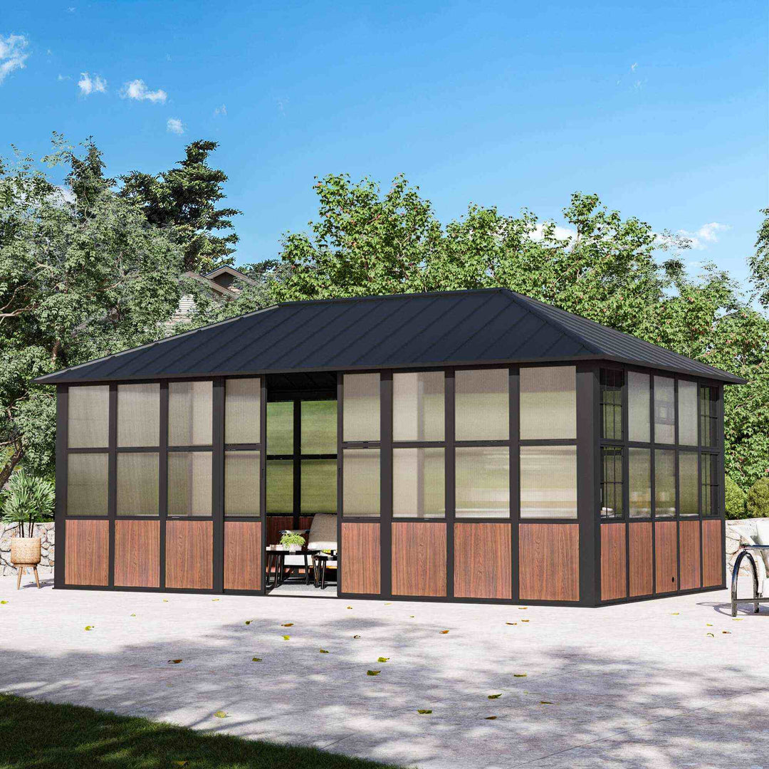12'x20' Clario Solarium Hardtop Gazebo with Built-in TV Mount