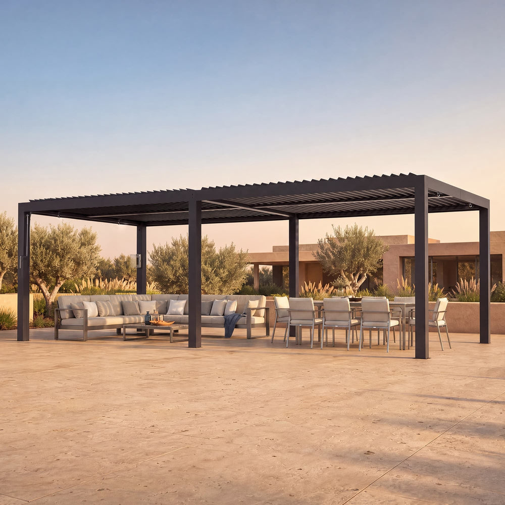 12'x24' Aurora Metal Pergola with Adjustable Louver
