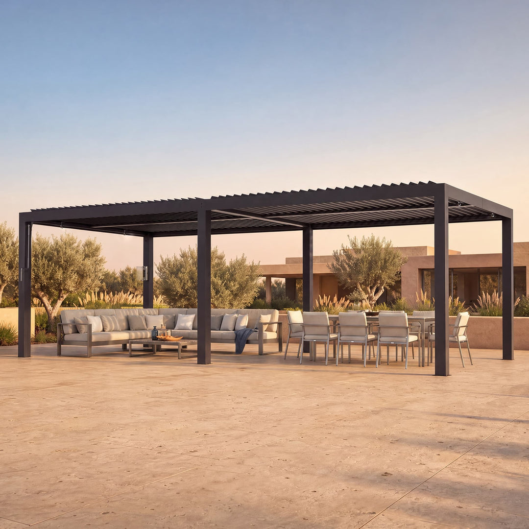 12'x24' Aurora Metal Pergola with Adjustable Louver
