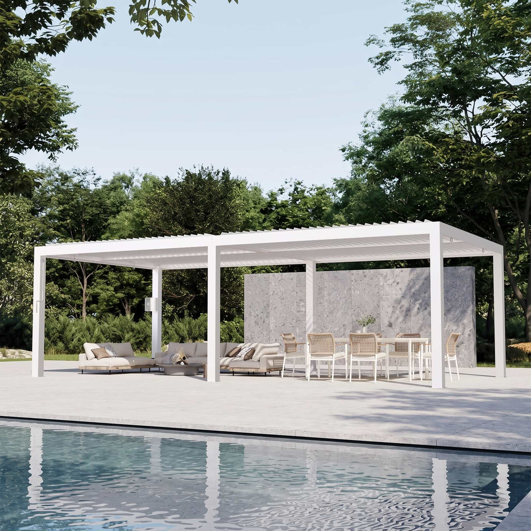 12'x24' Aurora Metal Pergola with Adjustable Louver