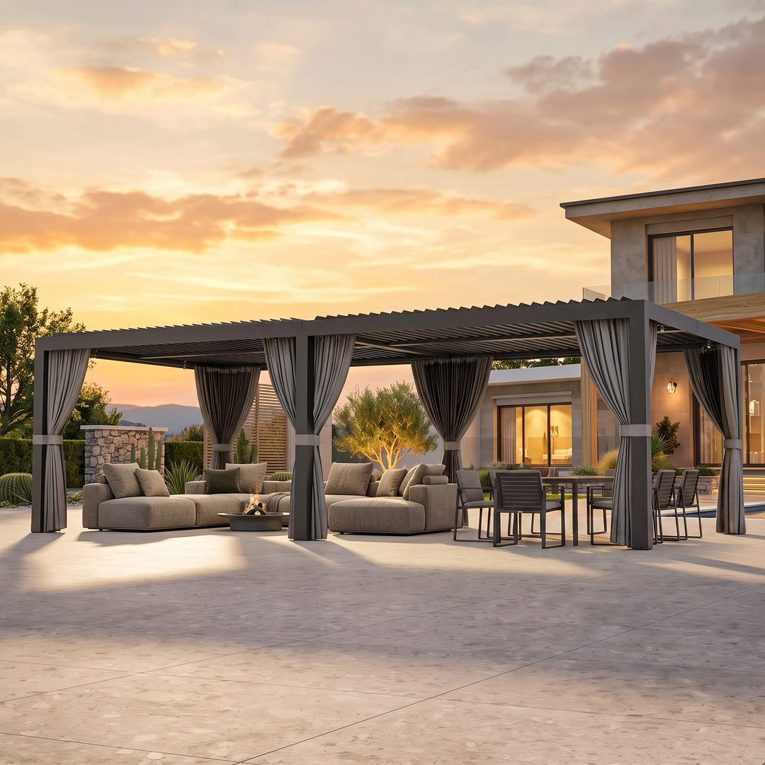 12'x24' Aurora Metal Pergola with Adjustable Louver