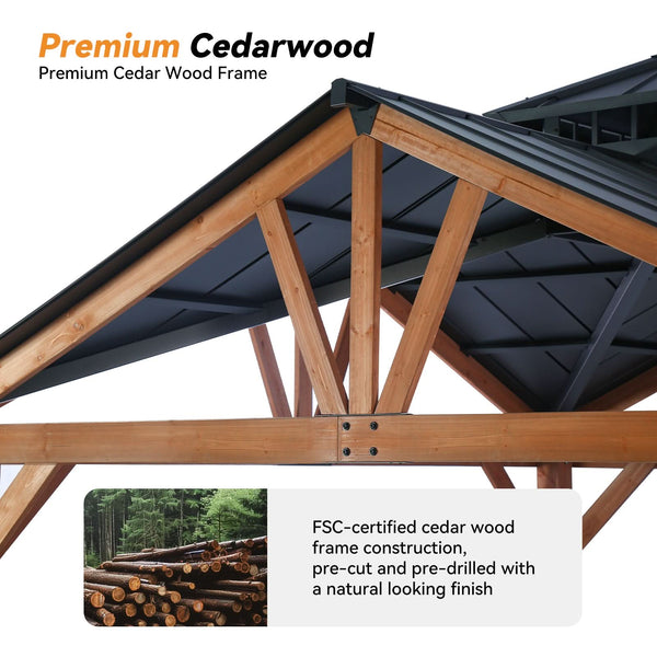 12'x12' Wedgewood Cedar Hardtop Gazebo with Gable Roof