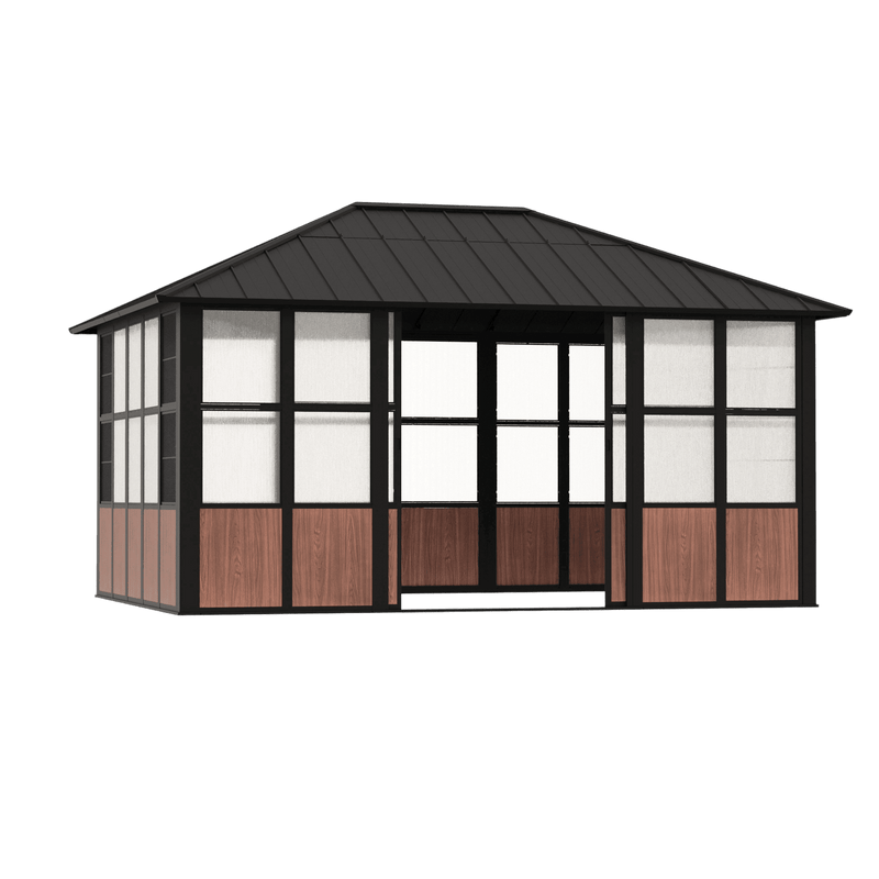 Gazebo Clario Solarium à toit rigide 12'x16' avec support TV intégré