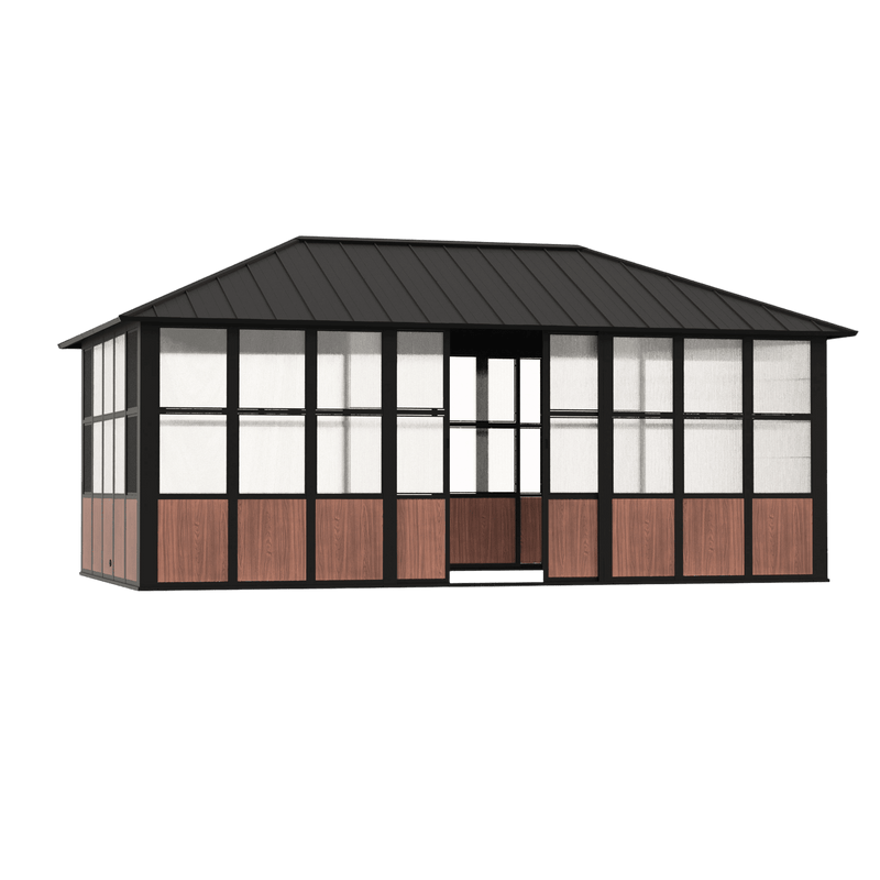 Gazébo à toit rigide Clario Solarium 12'x20' avec support TV intégré