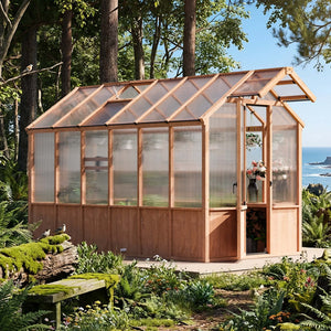 6.5'x12' EverBloom Cedar Wood Greenhouse