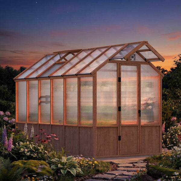 6.5'x12' EverBloom Cedar Wood Greenhouse
