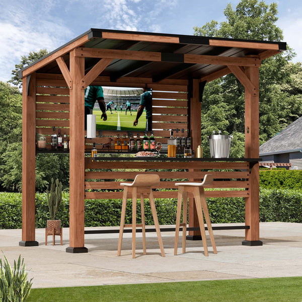 6.5'x8' The Aura Entertainment Bar for Gazebo with TV Mount
