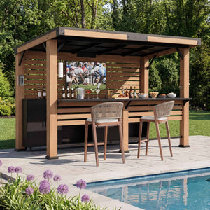 6'x11' Woodberry Cedar Hardtop Gazebo with TV Mount