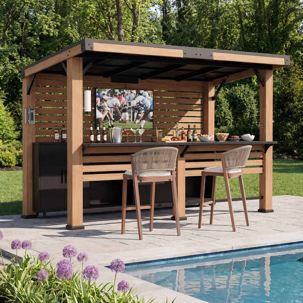 6'x11' Woodberry Cedar Hardtop Gazebo with TV Mount