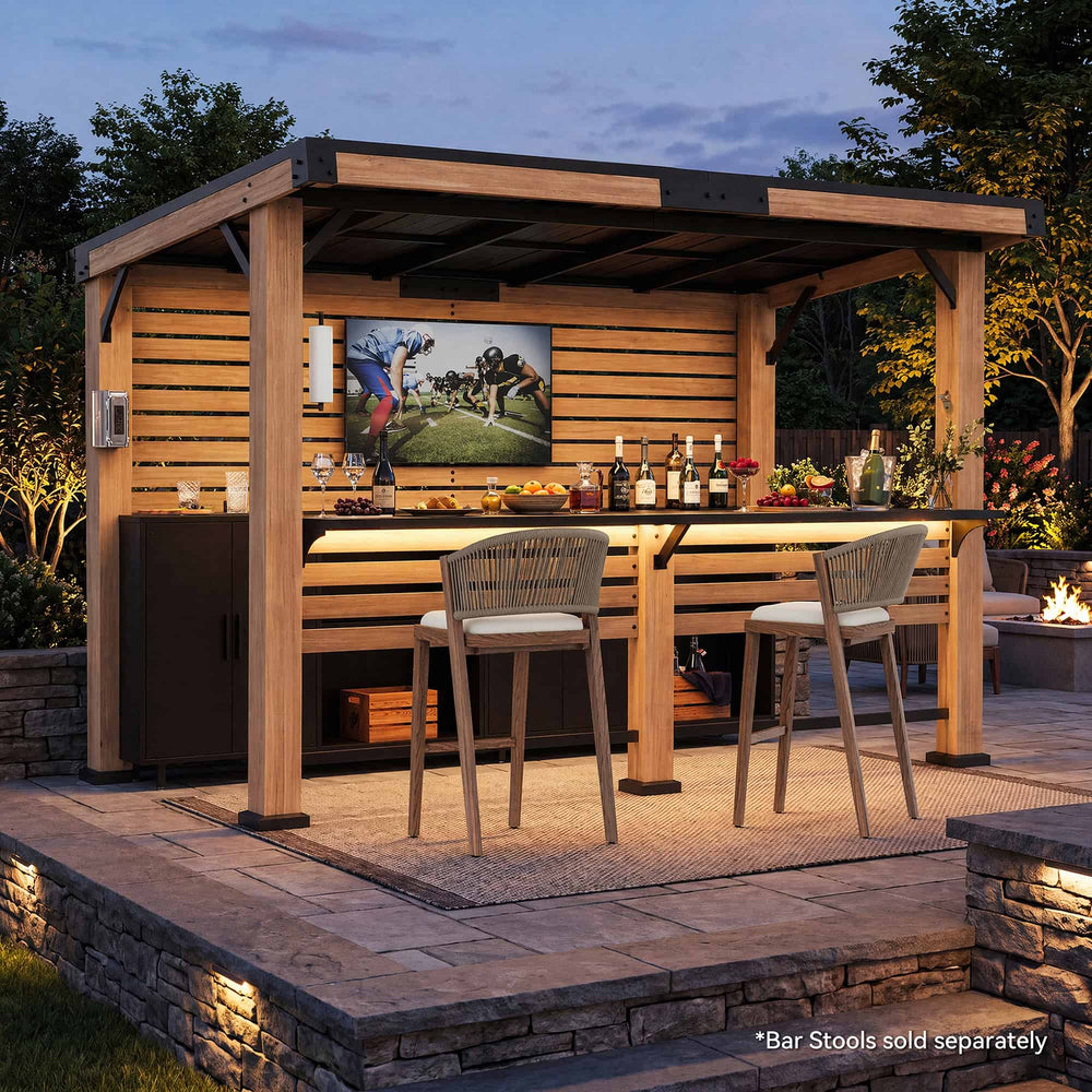 6'x11' Woodberry Cedar Hardtop Gazebo with TV Mount