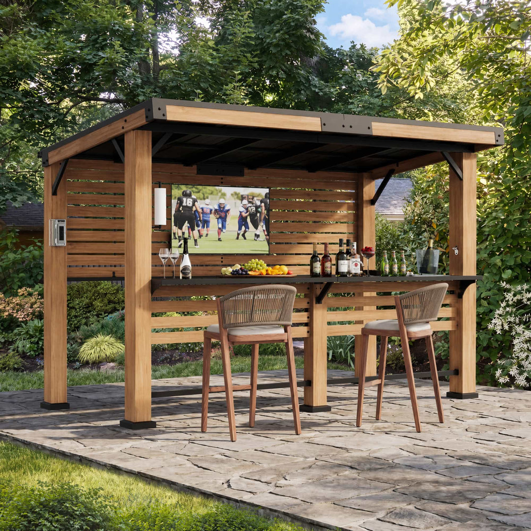 6'x11' Woodberry Cedar Hardtop Gazebo with TV Mount