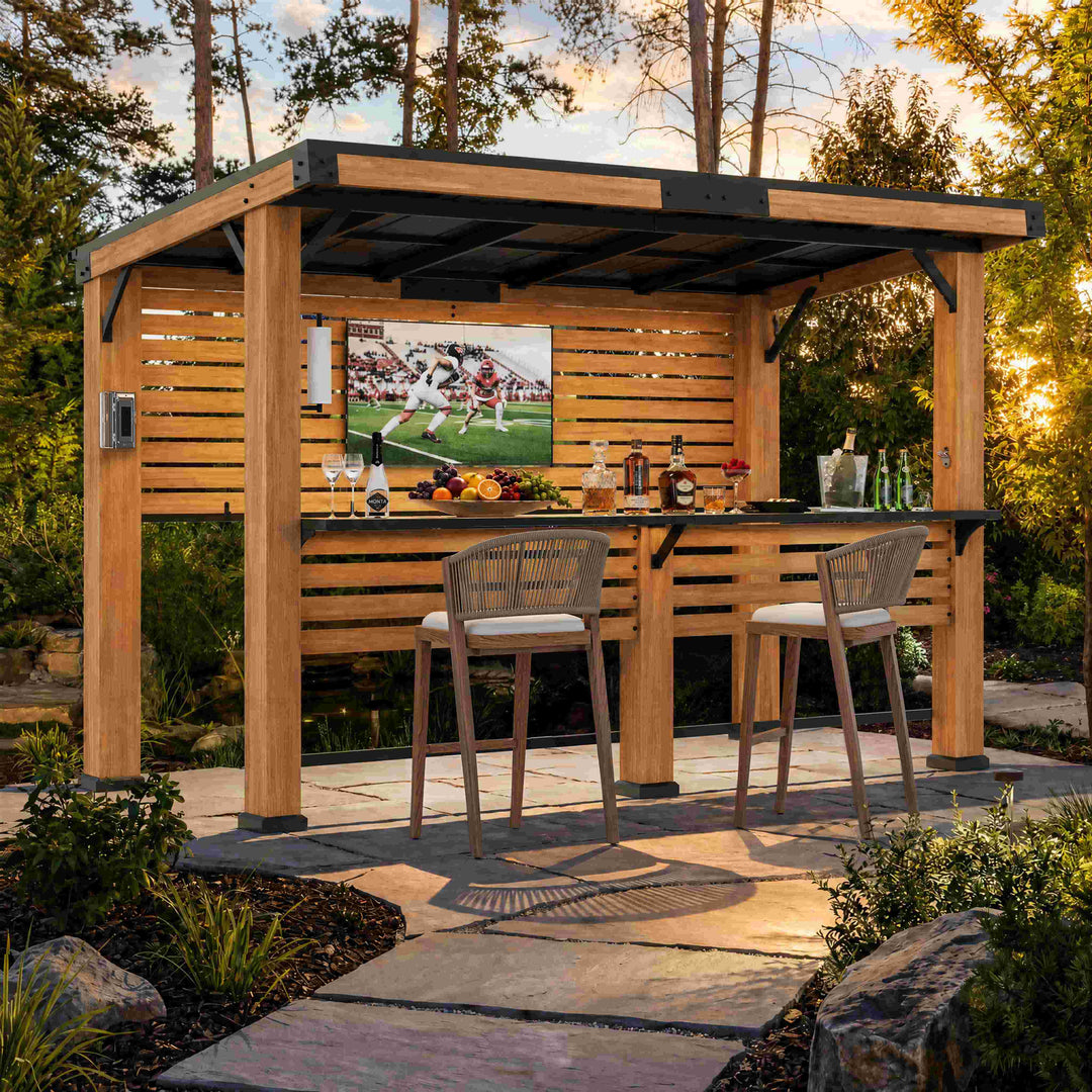 6'x11' Woodberry Cedar Hardtop Gazebo with TV Mount