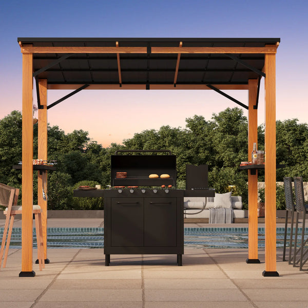 Tonnelle de barbecue à toit rigide incliné The Smoke Shack de 6'x12'