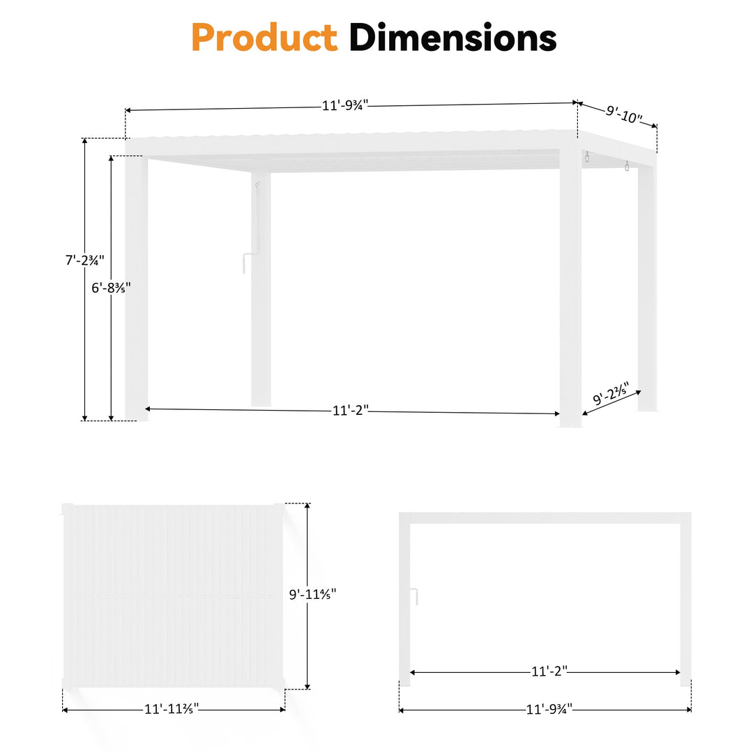 10'x12' Aurora Metal Pergola with Adjustable Louver
