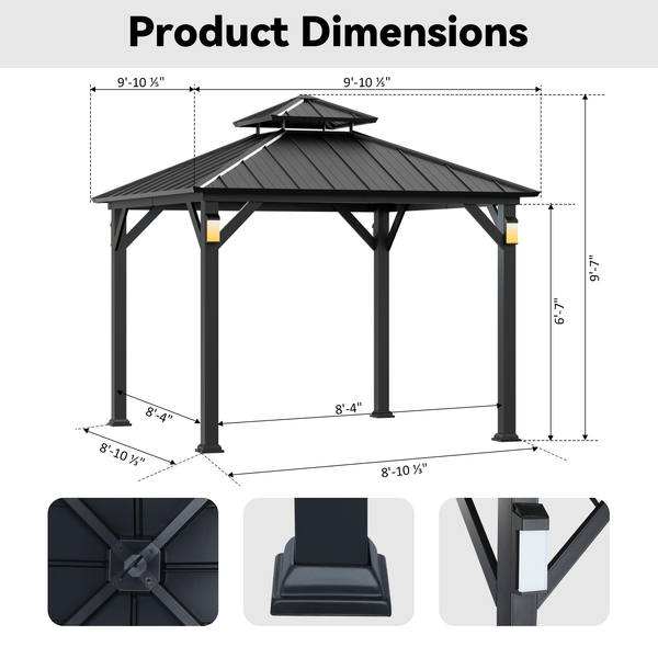 10'x10' The Horizon Metal Hardtop Gazebo